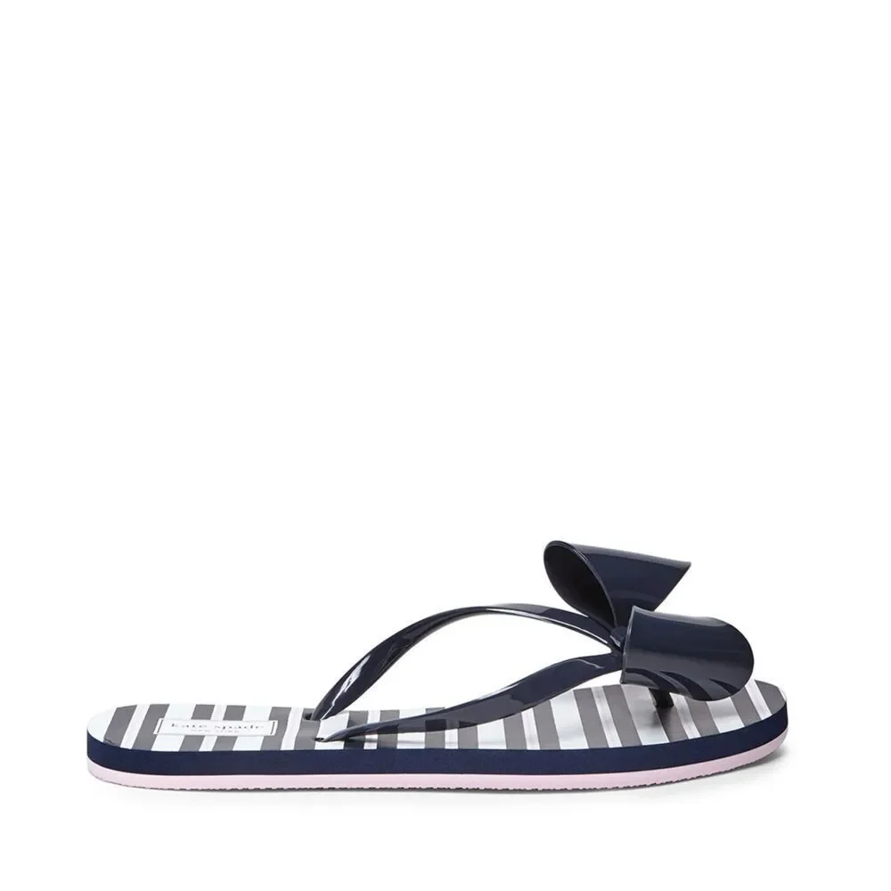New! KATE SPADE Women's Norma Bow Flip-Flop Sandals Shoes Blue White Size 6 - Picture 4 of 11